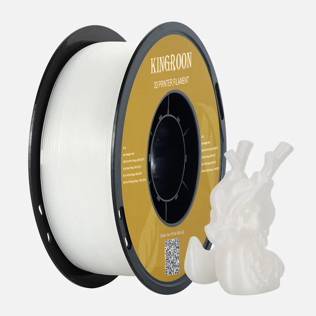 Kingroon PLA Filament 1,75 mm, PLA 3D-printerfilament dimensionsnøjagtighed +/- 0,03 mm, - Transparent PLA