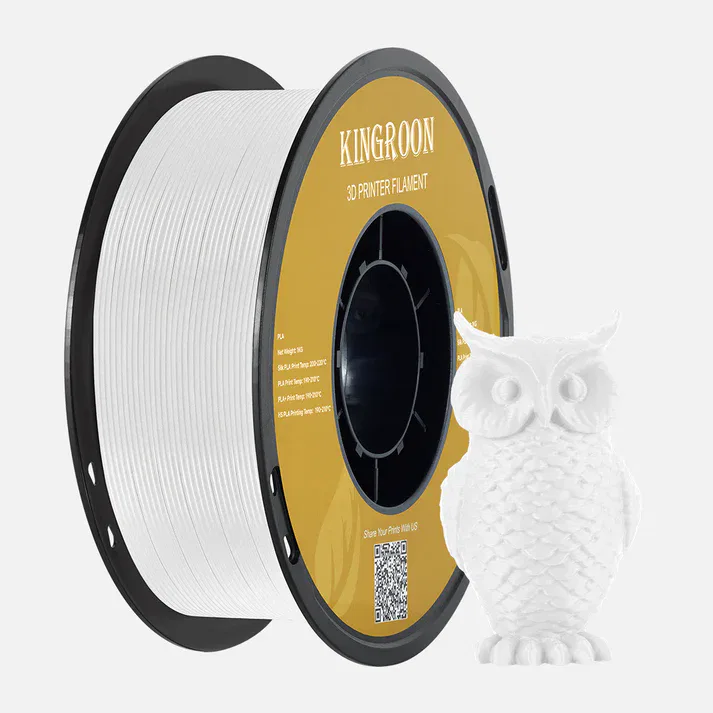 Kingroon PLA Filament 1,75 mm, PLA 3D-printerfilament dimensionsnøjagtighed +/- 0,03 mm, - hvid